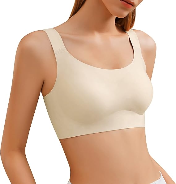 J-pone Women's Front Closure Posture Correcting Bra 2 Piece Wireless Back Support Full Coverage Bra Comfy Unpadded