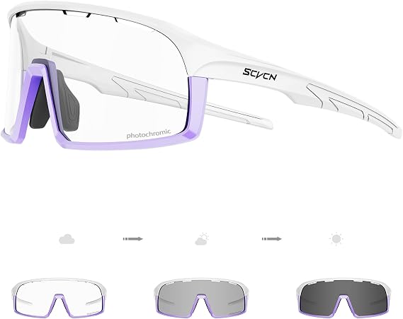 SCVCN Photochromic Cycling Glasses Clear Sports Sunglasses Men Women S145