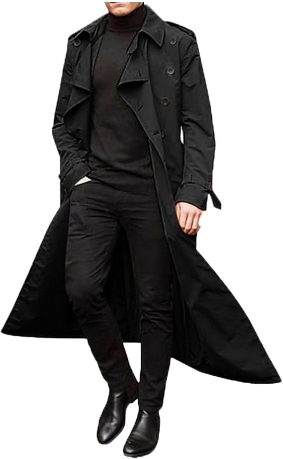 Men's Trench & Rain Coats Waterproof Winter Trenchcoats Lapel Long Jacket | Mens Trench Coat,Trench Coat Men Lapel Long Jacket Double Breasted Overcoat Soft Elegant Windbreaker