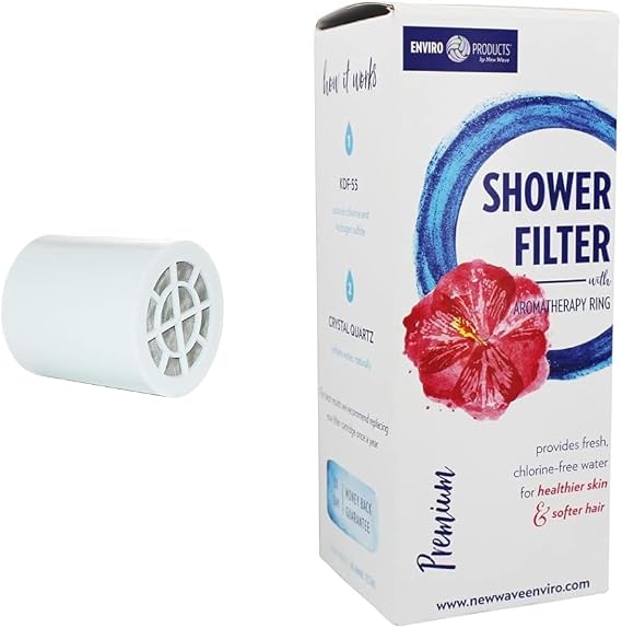 New Wave Enviro Shower Filter System with Replacement Cartridge and Aromatherapy Ring