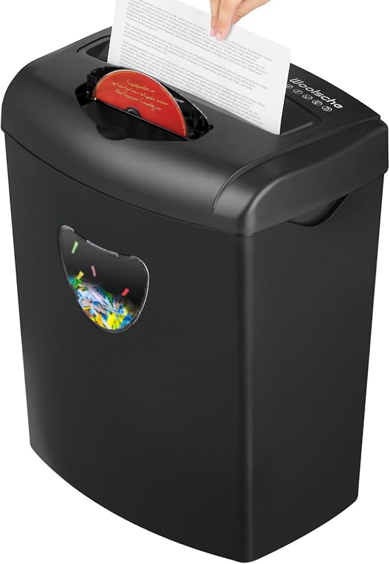 Paper Shredder for Home,Shred 12 Sheet Cross Cut,5.55-Gallon Basket, P-4 Security,Shred Paper/Cards/CDs/Staples/Clips - Jam Proof System for Home Office