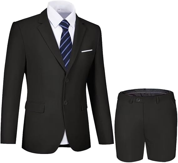 Shorts Suits for Men 2 Piece Slim Fit Two Buttons Tuxedo for Men Prom Party Summer Beach Wedding