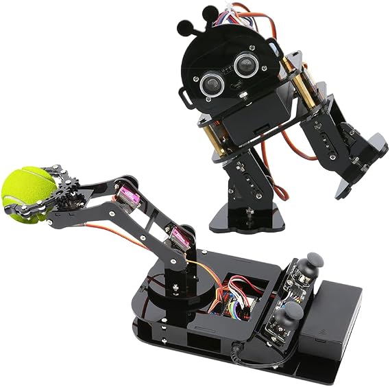 4 DOF ESP32 Robotic Arm Kit & Bipedal Robot Kit Compatible with Arduino IDE, Electronic Programming Project/STEM Education/Science Coding Kit for 12+ Teens & Adults Unique Gifts