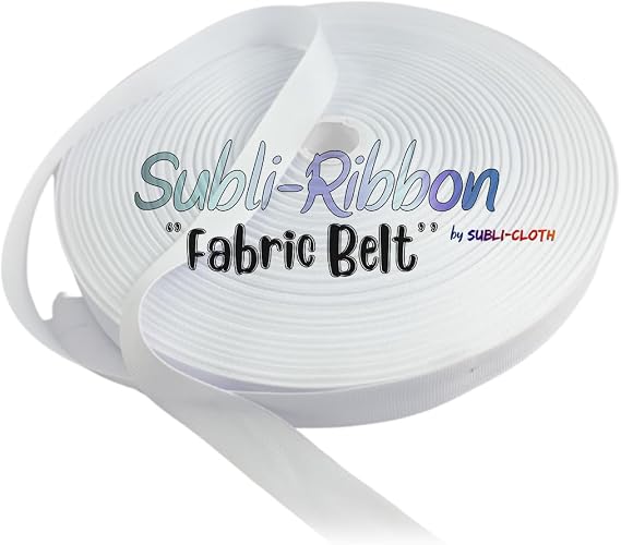 Blank Belt Strap for Custom Sublimation Belt by Subli-Ribbon Cloth Fabric Polyester (White, 25mm)