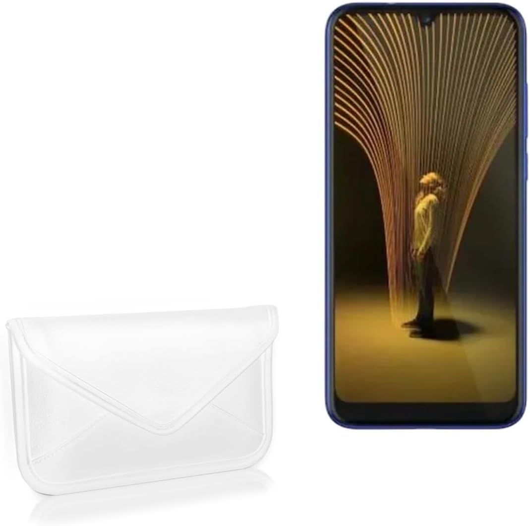 BoxWave Case Compatible with MarQ by Flipkart M3 Smart - Elite Leather Messenger Pouch, Synthetic Leather Cover Case Envelope Design - Ivory White