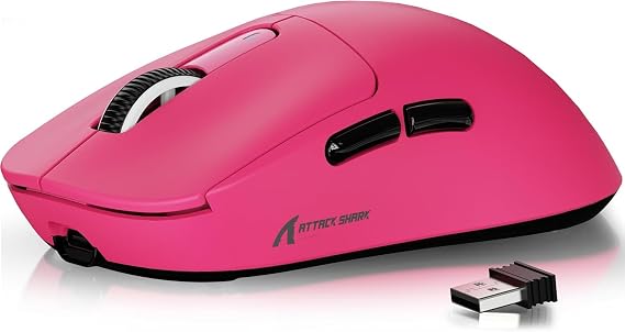 ATTACK SHARK X3 Superlight Kablosuz Gaming Mouse – 49g Ultra Hafif Fare, 26000 DPI PixArt PAW3395 Sensör, BT/2.4G/Kablolu Üçlü Mod, 200 Saat Pil Ömrü, PTFE Ayaklar, PC/Xbox/PS/Mac – Berry Red