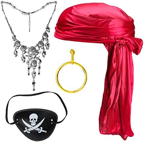 Beelittle Halloween Pirate Costume Accessories Silky Pirate Cap Role Play Set