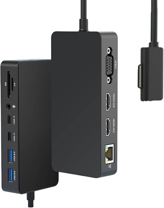 Docking Station Microsoft - 12-in-1 Triple Displays Dual 4K HDMIVGA Dock, Docks for Pro 111098X76,Laptop 76543,Book