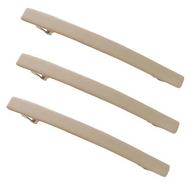 Skinny Slim Tortoise Shell Acetate French Barrettes Flat Acrylic Hair Clips For Fine, Kinky Hair Strong Hold Cute Hair Styling Ponytail Holder for Girls,3 Pcs Beige