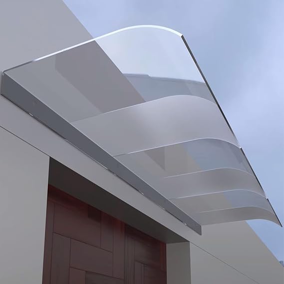 Window Door Awnings Exterior,Door Canopy Awning Rain Shelter,Door Overhang Polycarbonate Cover,Outdoor Sunshade,UV Protection,for Patio,Porch,Yard,Roof,Garage,no Brackets(40x270cm/15.7x106.2in)