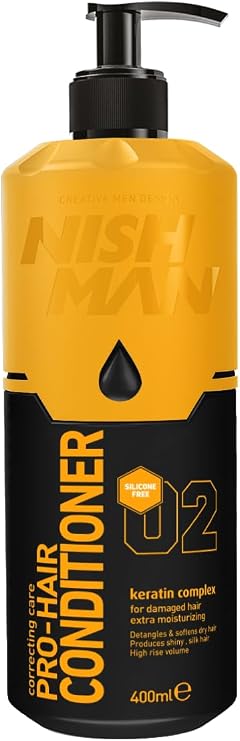 NISHMAN Hair Conditioner for Damaged Hair 02 Keratin Complex 400 ml | Extra Moisturizing | Silicone & Paraben Free | Shiny & Silk Hair