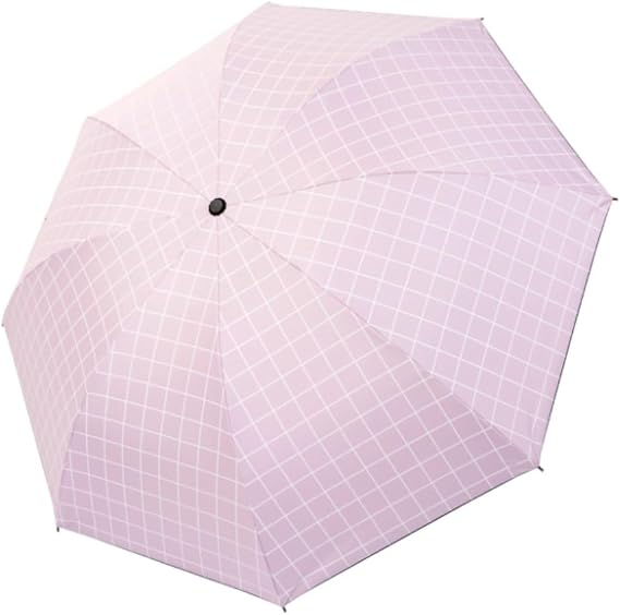 Windproof Umbrella Strong Umbrellas Folding Umbrellas Automatic Sunny Umbrella Creative Folding Sunshade Black and White Plaid Black Tape Umbrellas for Rain (Color : Pink, Size : 28 * 10cm)