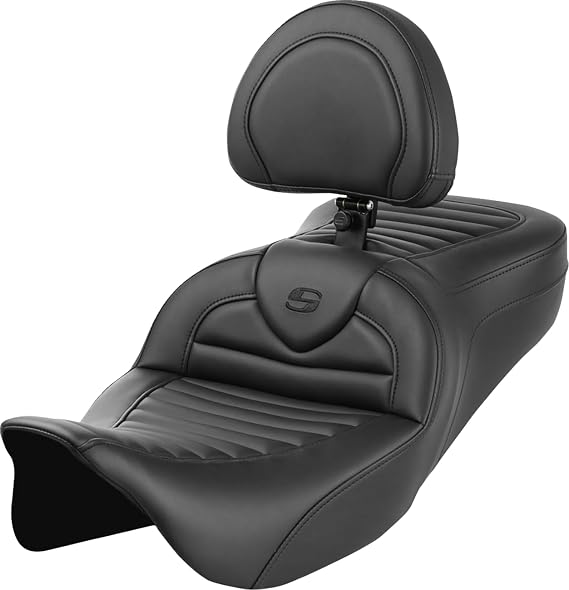 Saddlemen Black Leather Road Sofa Seat with Backrest