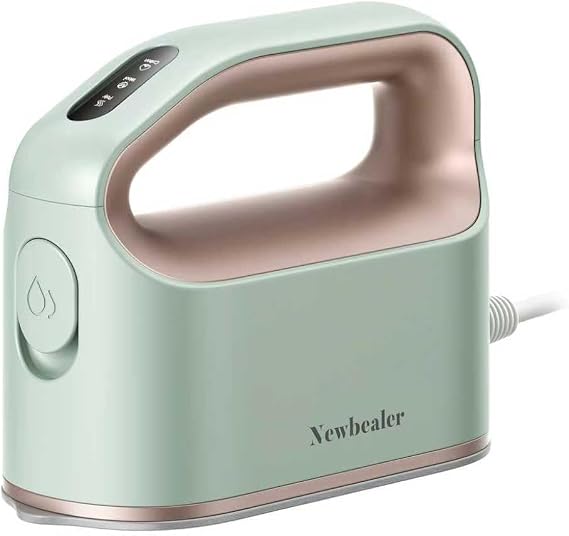 Newbealer Smart Steam Iron for Clothes, Mini Heat Press, 1200W Professional-Grade Turbocharged 3 Steam & 3 Dry Heat Modes, 45s Heat-Up, Auto-Off, Nonstick Soleplate for Home/RV/Hotel (Green)
