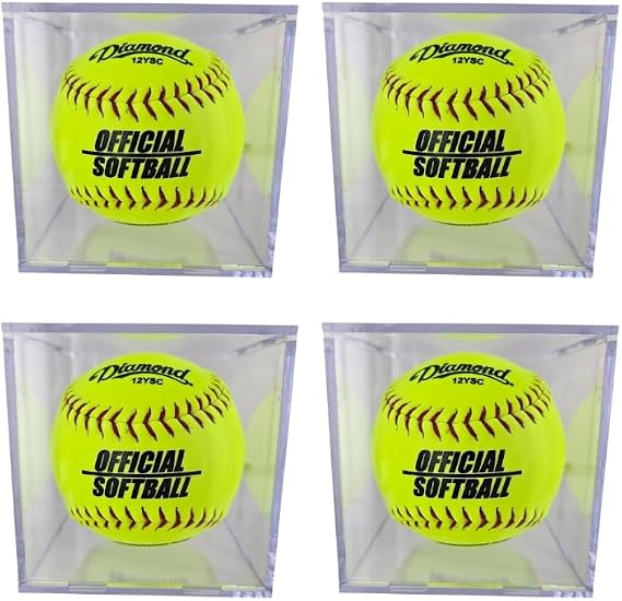 Softball Display Case | Acrylic Softball Cube | Clear Viewing Display Case to Protect Your Collection | Protection & Elegant Design Cube Storage (4 Cubes)