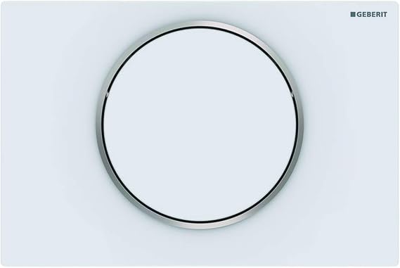 Geberit Sigma 10 115758JT5 Actuator Plate for Flush-Stop Flushes, Front Actuation, Panel + Buttons White Matt Design Ring Polished