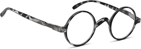 BLUELESS Vintage Round Eyeglasses Professor Readers (Black-white Tortoise)