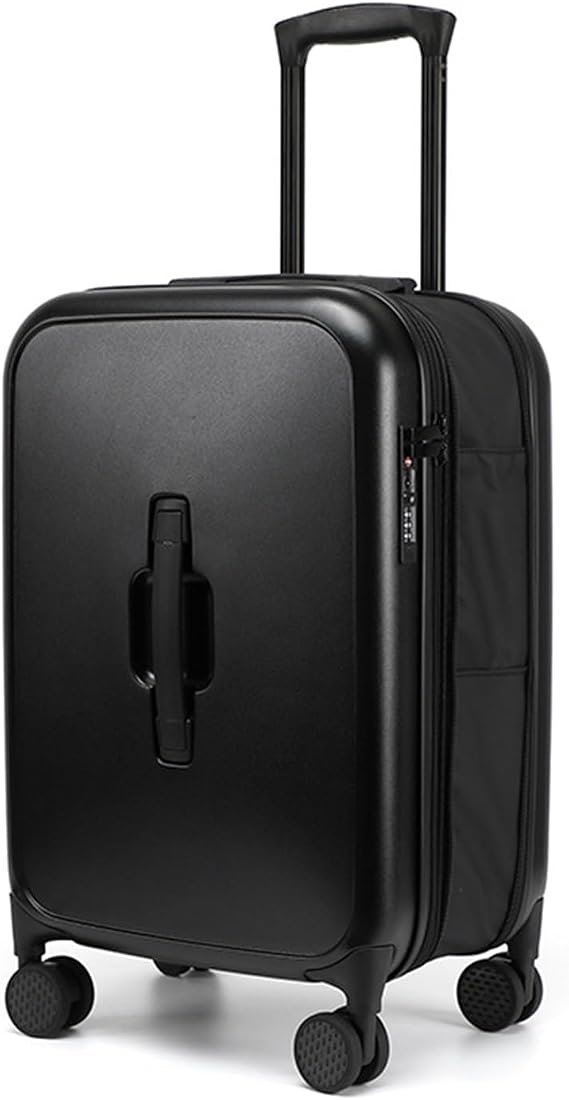 Suitcase 20 Inch Foldable Solid Colour Suitcase Universal Wheel Boarding Trolley Case Combination Lock Suitcase(Black)