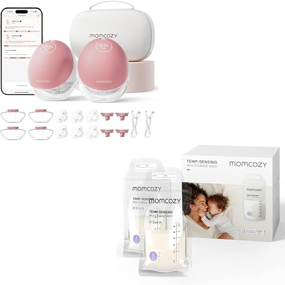 Momcozy M9 Breast Pump 2 Count Red+120PCS Storage Bags