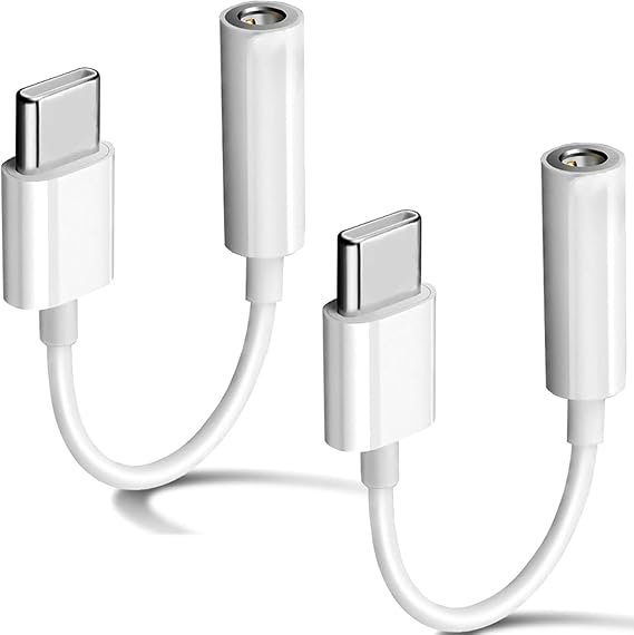 2 Pack USB C to Headphone Jack Adapter Dongle Suitable for iPhone & Android