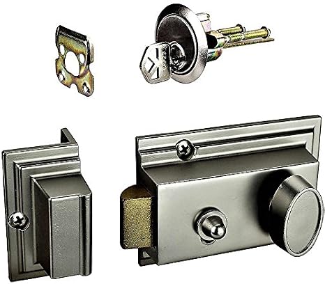1-3/8 in. x 2-3/8 in. Single Cylinder Satin Nickel Deadlatch Lock