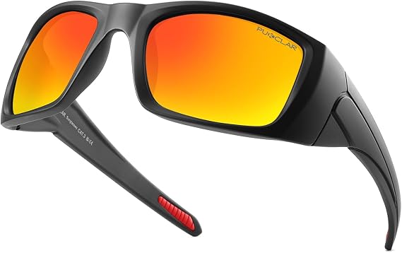 PUKCLAR Polarised Sports Sunglasses for Men and Women, UV400 CAT.3 | Lightweight TR90 frame eases all-day wear pressure. Polarised UV400 CAT.3 lenses block UV rays for driving, cycling, running