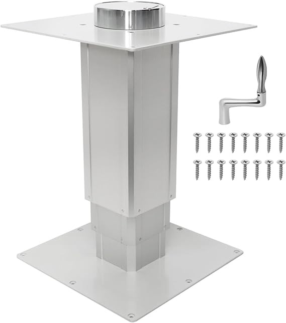 Heavy Duty Telescopic Table Pedestal Adjustable Tatami RV Yacht Aluminum Alloy Table Legs RV Table Base Mount Frame 11-31 Inch Height Range for RV Marine Boat Marine Yacht