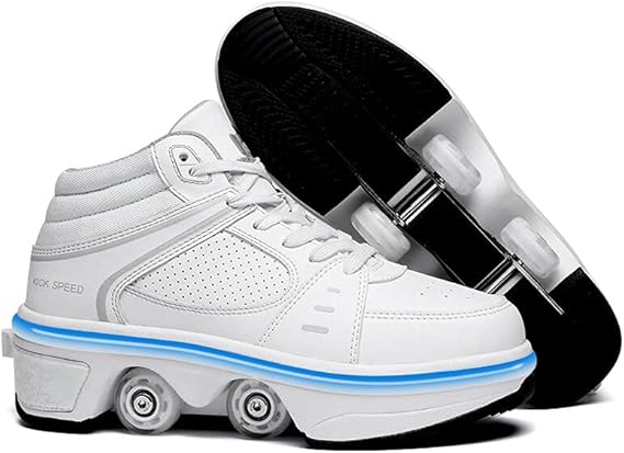 2-in-1 Roller Skates & Sneakers Uni Retractable Wheels Outdoor Fan & Fitness Kick Roller Shoes