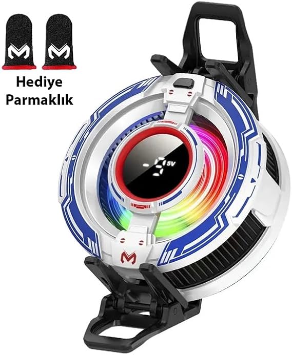 MEMO CX16 iOS Android Soğutucu 15W15W Manyetik RGB Telefon Soğutucu – Anında Hızlı Soğutma, Sessiz Fan, Tüm Akıllı Telefonlarla Uyumlu, BEYAZ