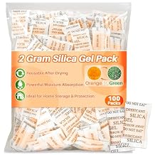 Sukh 100PCS Silica Gel Packets - 2g per Bag Silica Packets for Moisture Control,Indicating Desiccant Packs for Electronic Products,Jewelry,Shoes Boxes,Dry Packs Moisture Absorbing Packs