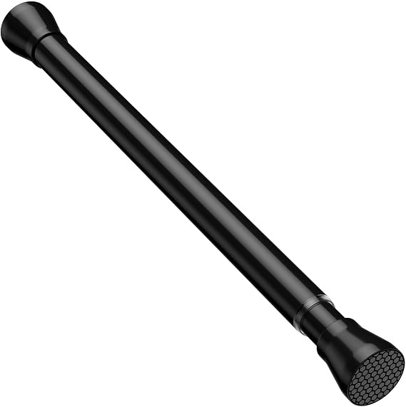 AIZESI Small Tension Curtain Rod 16-26 Inch Adjustable No Drilling, Black