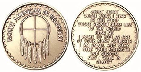 Native American in Recovery Bulk Lot of 25 Medallions Dream Catcher Chips Bronze Great Spirit Prayer