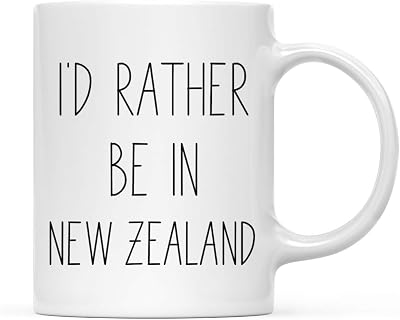Andaz Press World Country Adventure 11oz. Coffee Mug Gift, ID Rather Be In New Zealand, 1-Pack, Summer Vacation Long Distance College Going Away Study Abroad Birthday Christmas New Zealand Mug