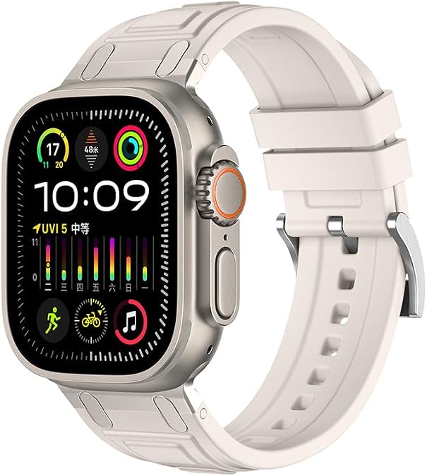 For Apple Watch Band Ultra 2 49mm 45mm 44mm Rubber Strap Series 10 9 8 7 6 5 4 3 2 1 SE With Metal Connector S10 46mm 42mm WatchBands