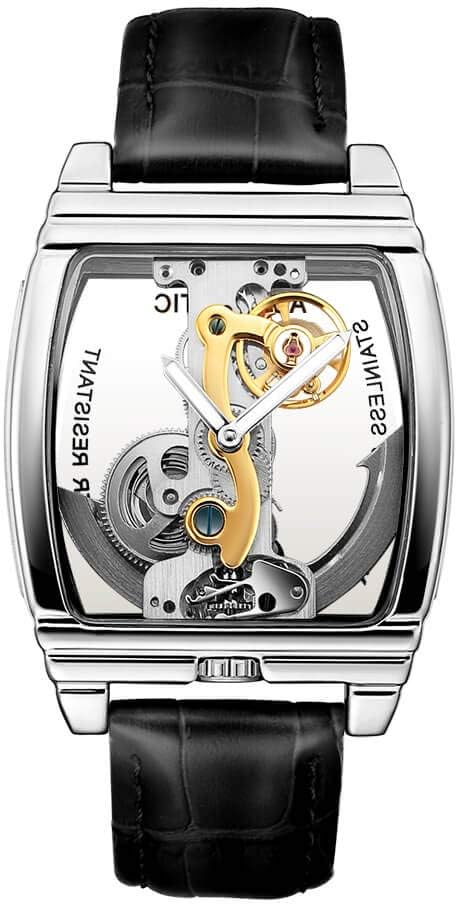 Transparent Automatic Mechanical Watch Men Steampunk Skeleton Self Winding Leather Strap Male Clock montre Homme
