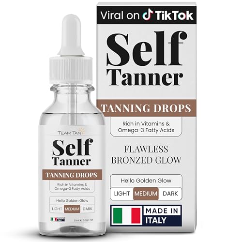 Team Tan Self Tanning Drops - Fully Customizable Body and Face Tanning Drops, Active Skincare Ingredients Enriched Self Tanner Kit for Fake Tan, No Streaks or Nasty Smell Medium
