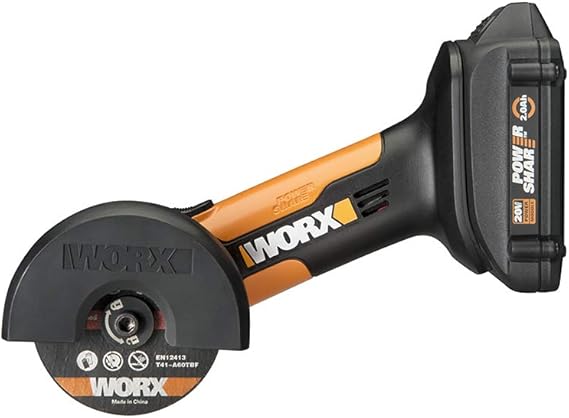 WORX Cordless Mini Cutter, 20V 3-Inch, WX801L | One-Hand Operation for Metal, Tile, Thin Concrete and Plastic, 19,000 RPM, Battery and Charger Included, PowerShare