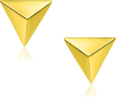 Sea of Ice Sterling Silver Polish Finished Pyramid, Star, Heart, Mini Disc, X Cross Minimalist Stud Earrings for Women - Elegant Sterling Silver Earrings for Women Nickel-Free