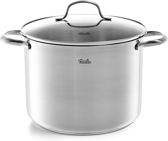Fissler San Francisco Stainless Steel Saucepan 24 cm (5.3 L) with Glass Lid - 18/10 Stainless Steel Superthermic Base Measuring Scale Pouring Rim Induction