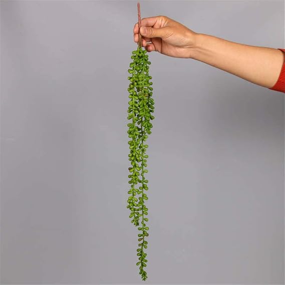 Faux Flowers,Lover's Tears Buddha Beads Feel Soft Plant Artificial Flowers, Home Decoration Accessories Wall Mount Succulents Artificial Flowers-Two Green