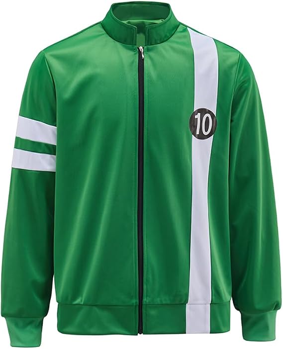 Ben Cosplay Costume Green Jacket Men Zipper Coat Halloween Outwear