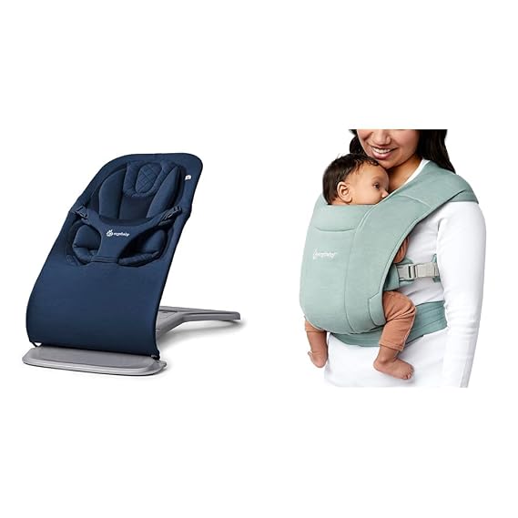 Ergobaby Evolve 3-in-1 Newborn to Toddler Bouncer and Embrace Newborn Baby Carrier Bundle