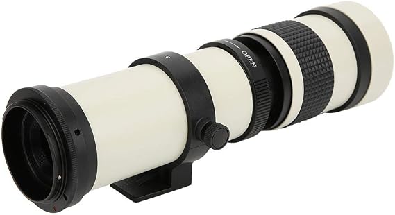 Telescope Lens, White with 420-800MM Super Telephoto Zoom F/8.3-16 Manual Focusing Telephoto Lens for Canon EF Mount Camera Aluminum Body, Telephoto Zoom Lens