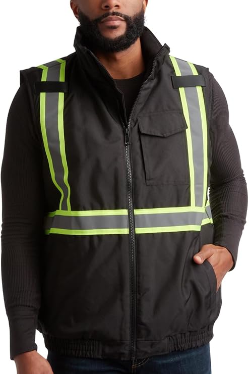 Bass Creek Outfitters Mens Hi Vis Insulated Reflective Safety Vest (M-XXL)