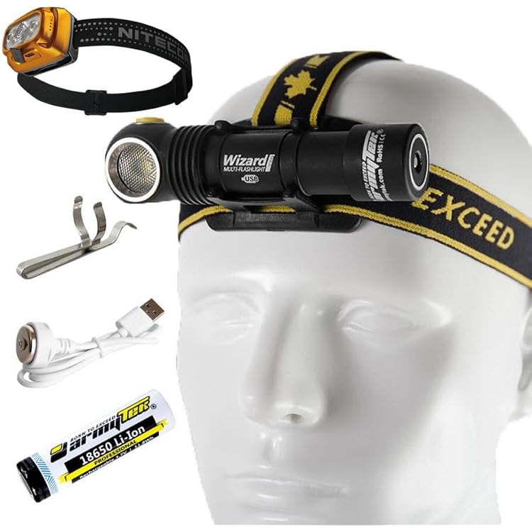 COMBO: Armytek Wizard Pro v3 XHP50 White Silver Headlamp 2300 Lumens w NU31 NU31 Triple Output Lightweight USB-C Rechargeable Headlamp 550 Lumens