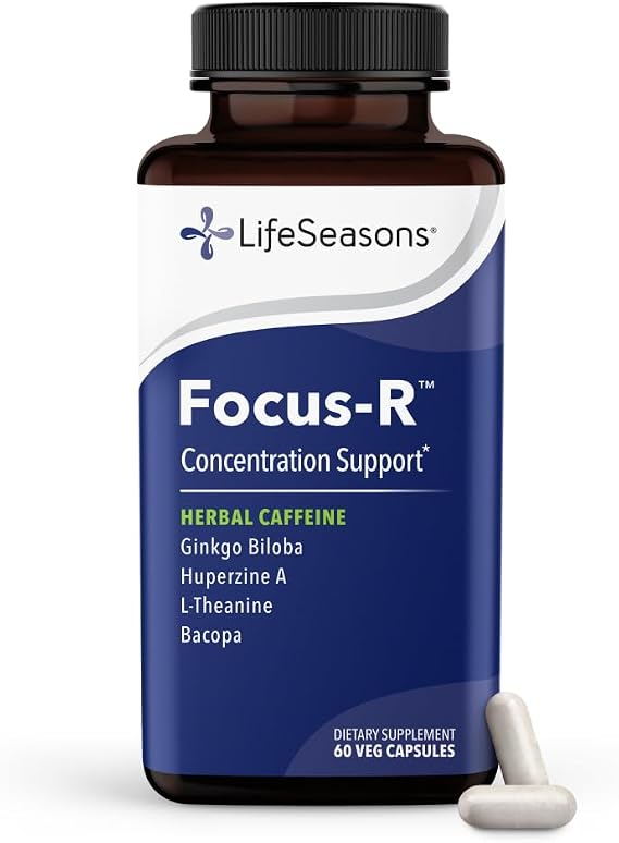 LifeSeasons Focus-R Concentration Support Memory, Focus & Mental Clarity Supplement with Bacopa, Rhodiola, L-Tyrosine & B Vitamins Cognitive Performance & Brain Energy 60 Veg Capsules