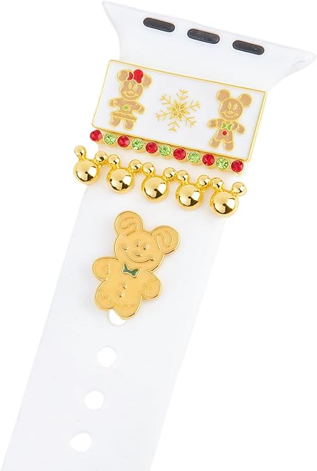 Watch Band Charms Set, Decorative Ring Loops Charms Compatible with Silicone Apple Watch Band 38 40 41 42 44 45 46 49mm, Cute Christmas Diamond Wristband Accessories for iWatch Series Ultra 11 10 9 8 7 6 5 4 3 2 1(No Band)