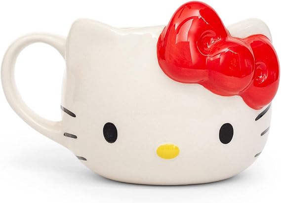 Silver Buffalo Hello Kitty Face Ceramic 3D Sculpted Mug, 22-Ounces
