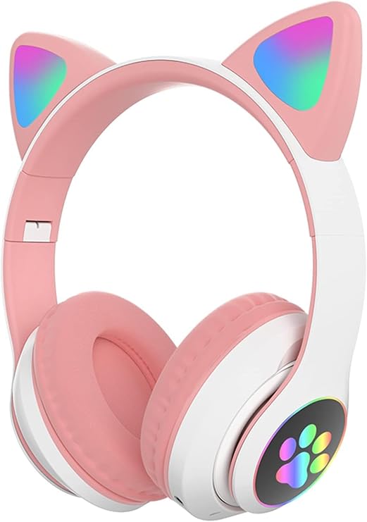 LED Işıklı Kedi Kulaklı Kablosuz Bluetooth Kulaklık – Çocuklar İçin Katlanabilir, Derin Baslı HiFi Stereo, TF Kart ve AUX Girişli, Kız/Erkek Uyumlu