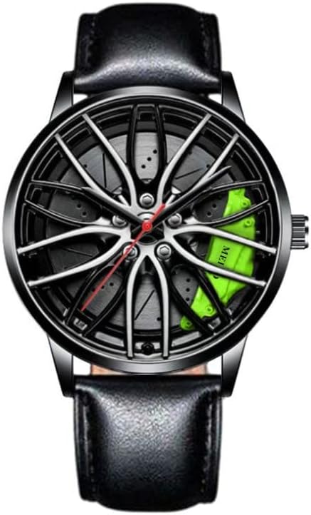 Singular-Point Men's Luxury Wrist Watches, Car Watches for Men Waterproof Stainless Steel Quartz Wrist Watch Sports Men’s Watches with Car Wheel Rim Hub Design